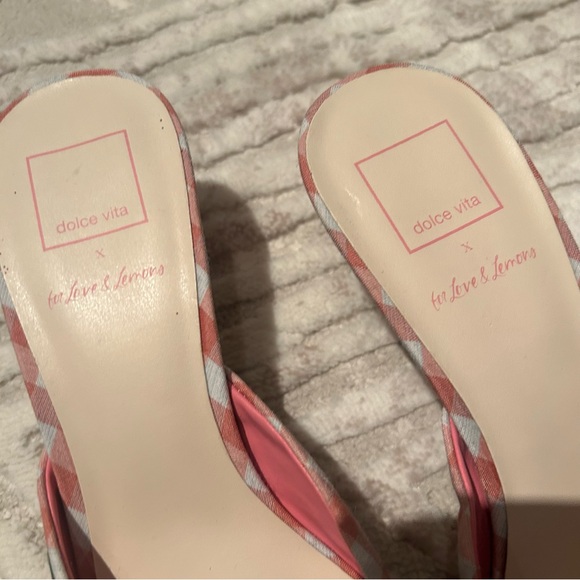 DOLCE VIDA X FOR LOVE AND LEMONS Strawberry Gingham Kitten Heels “LILOU”sz9 RARE - Picture 10 of 13